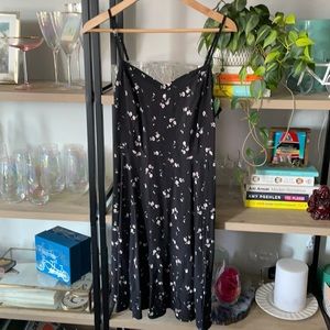 Black floral swing dress
